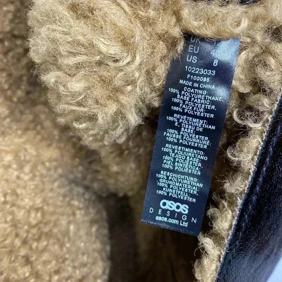 ASOS black faux leather bonded shearling shacket - Picture 4 of 5